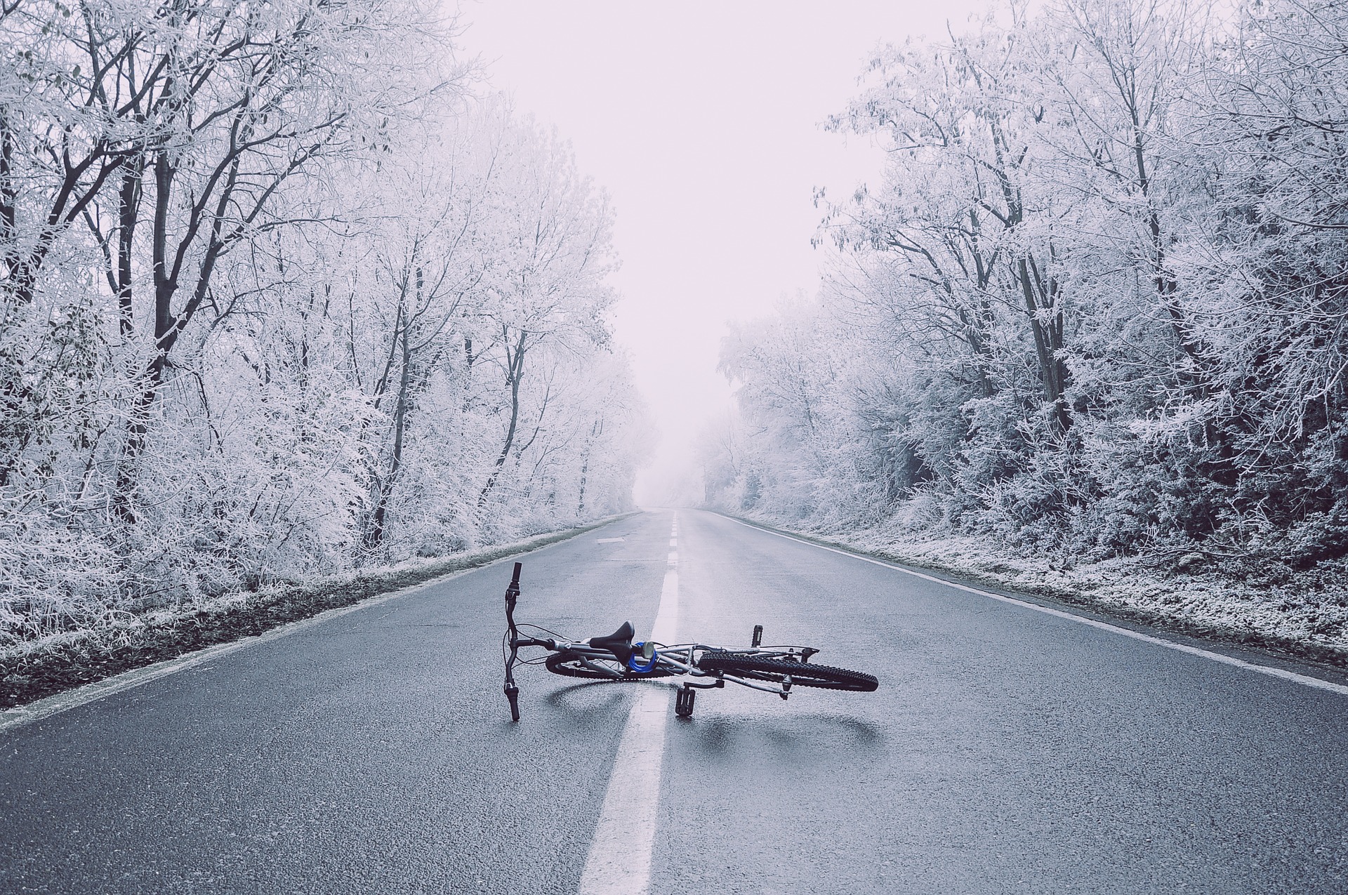 bicykel zasnežená krajina