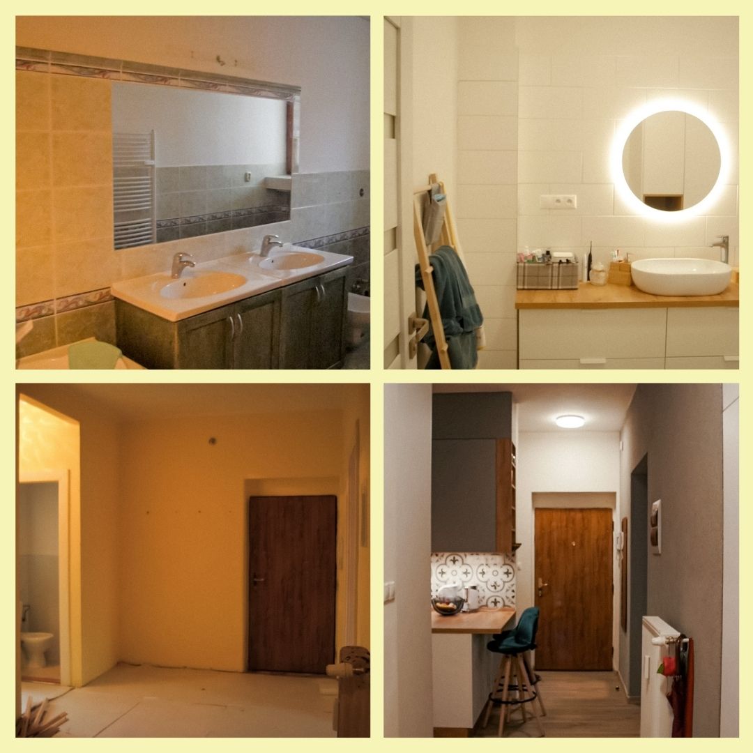 fotografie pred a po prerábke bytu